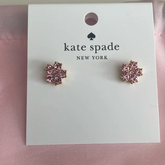 ( last 1) Kate Spade ♠️ light pink flower 🌸 studs earrings - Picture 2 of 2